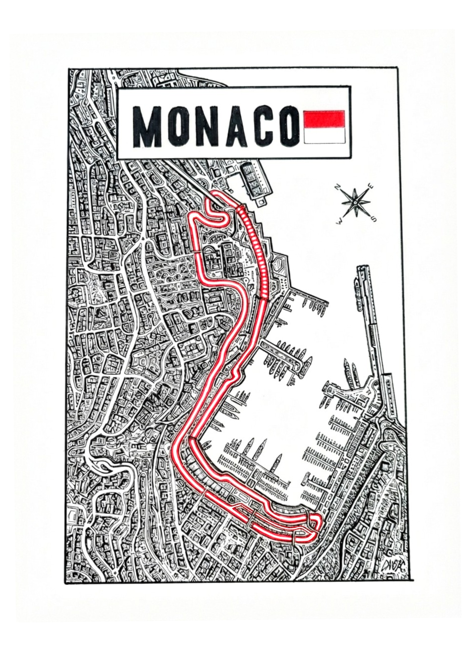 Circuit de Monaco Track Map (Red)