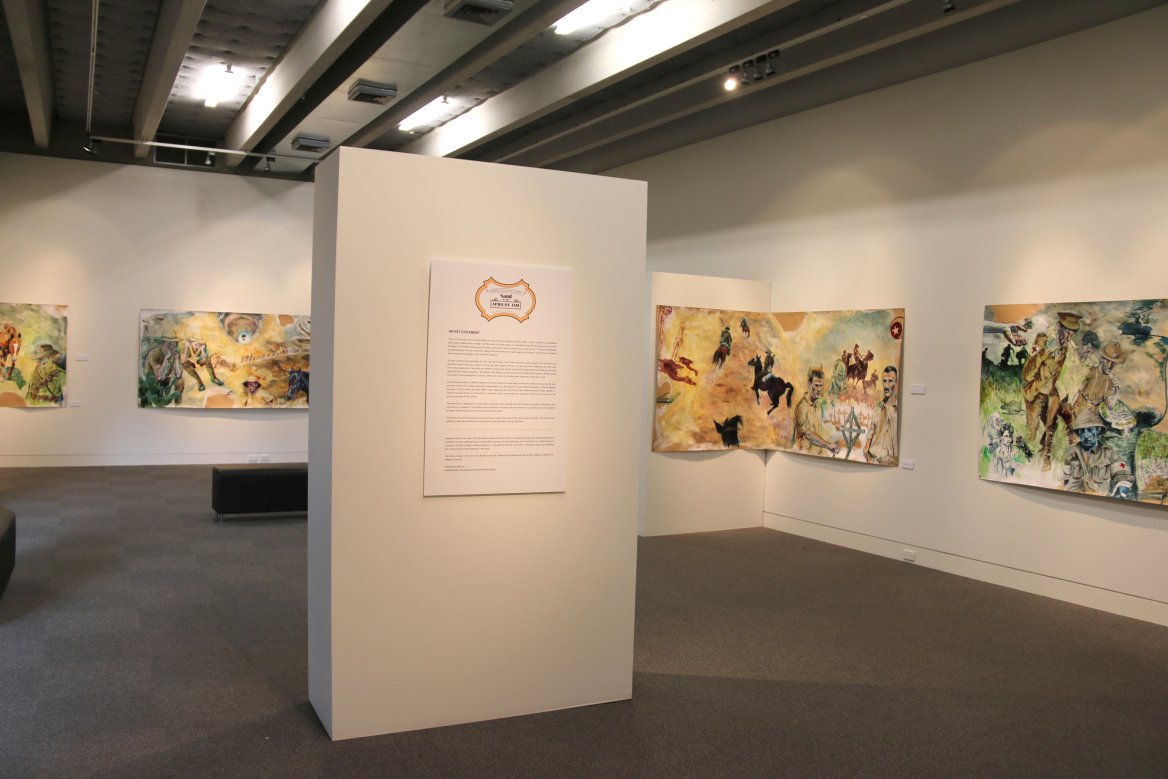 Installation at Whirinaki Arts Centre where the works were painted in the gallery