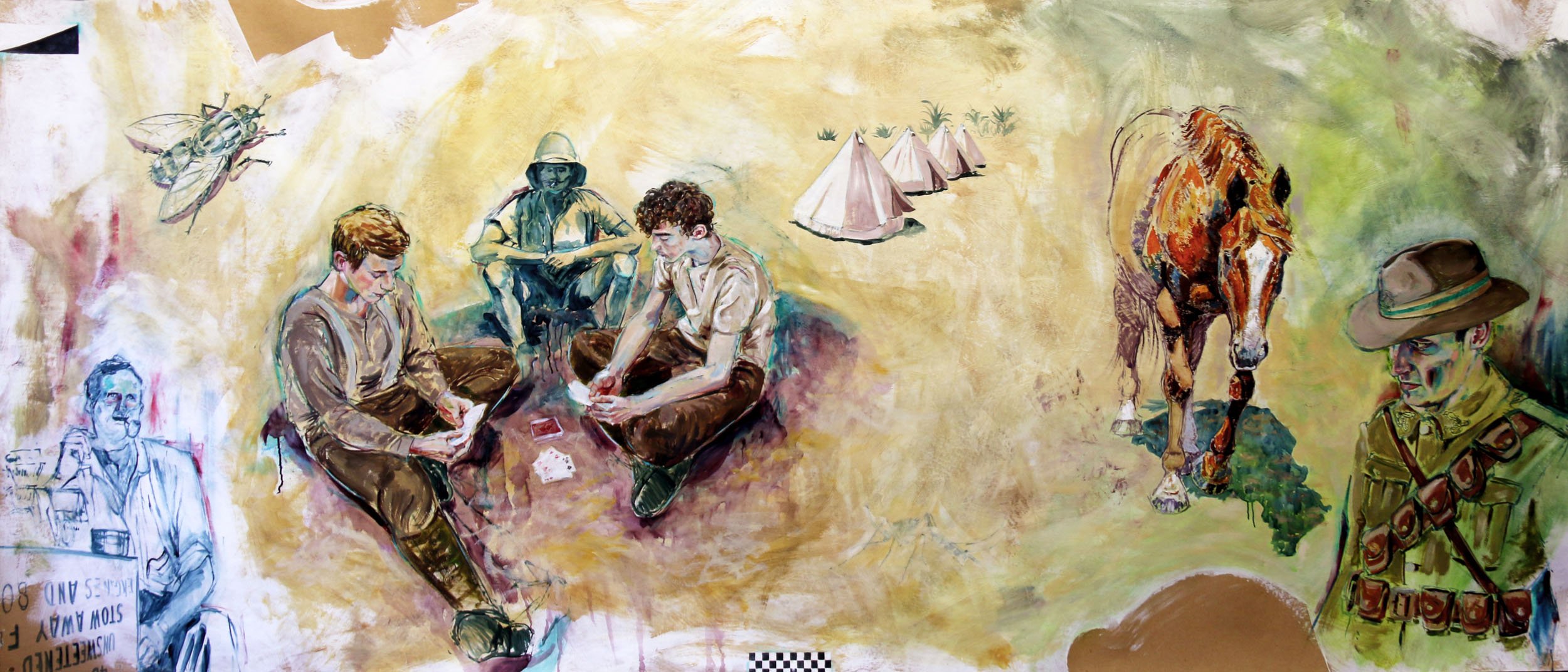 The bond of the Mounted | The final farewell | oil on paper 3m x 1.3m