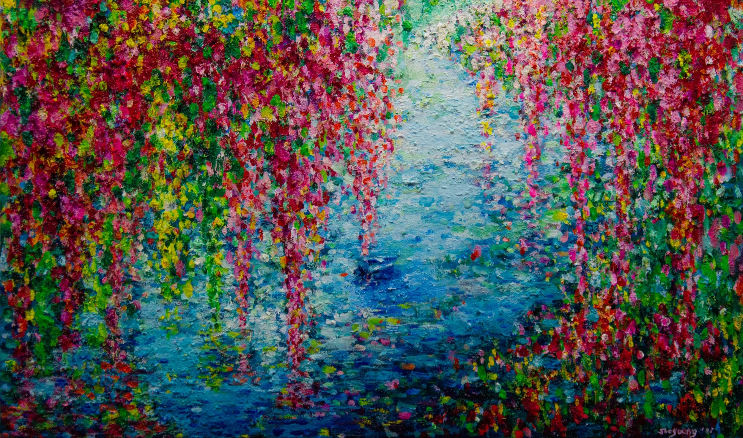  Spring Boat Ride  
어느 봄 날에 띄운 배   
Oil on Canvas, 2022  
46 cm x 27.5 cm