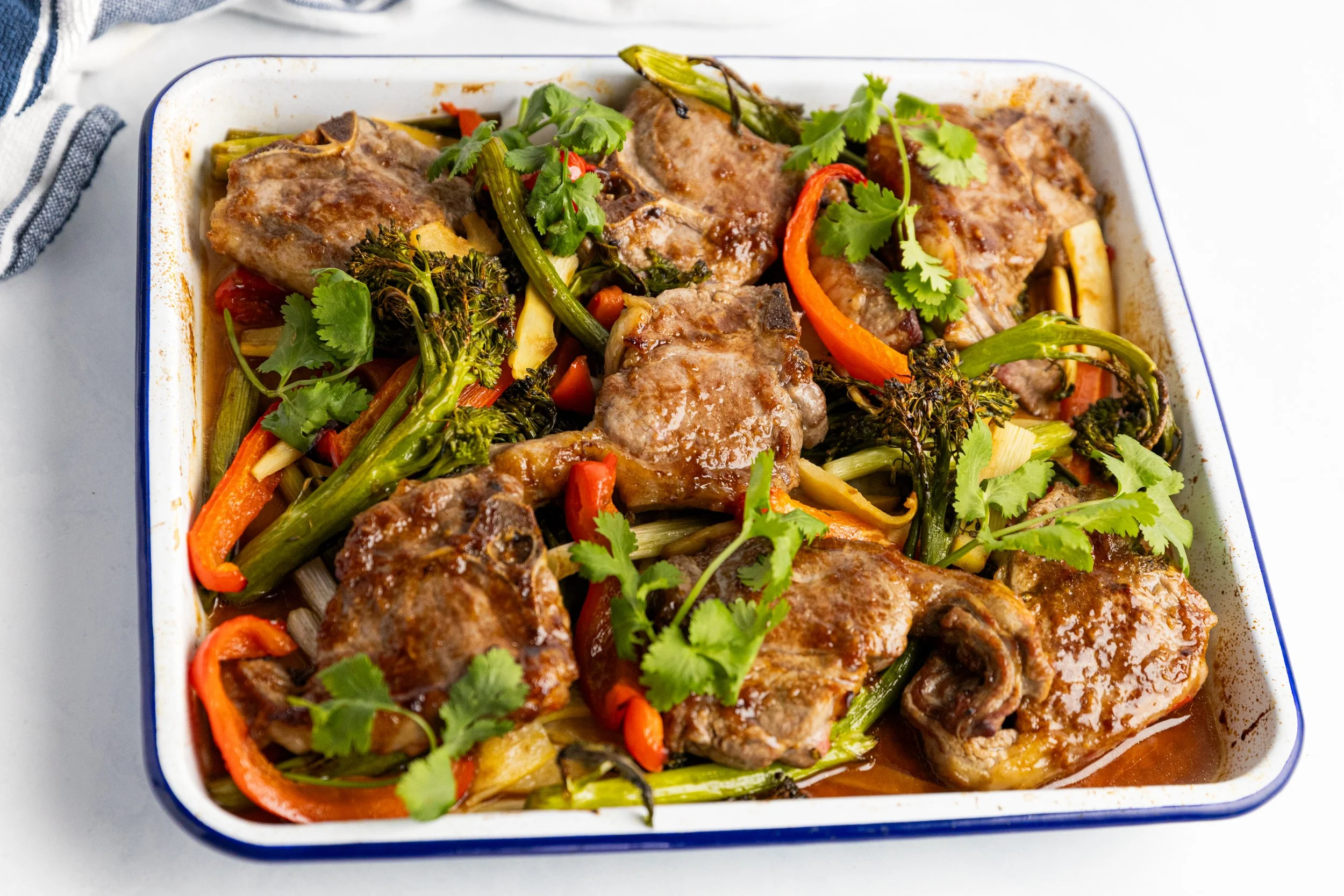 Black Bean Lamb Chop Tray Bake