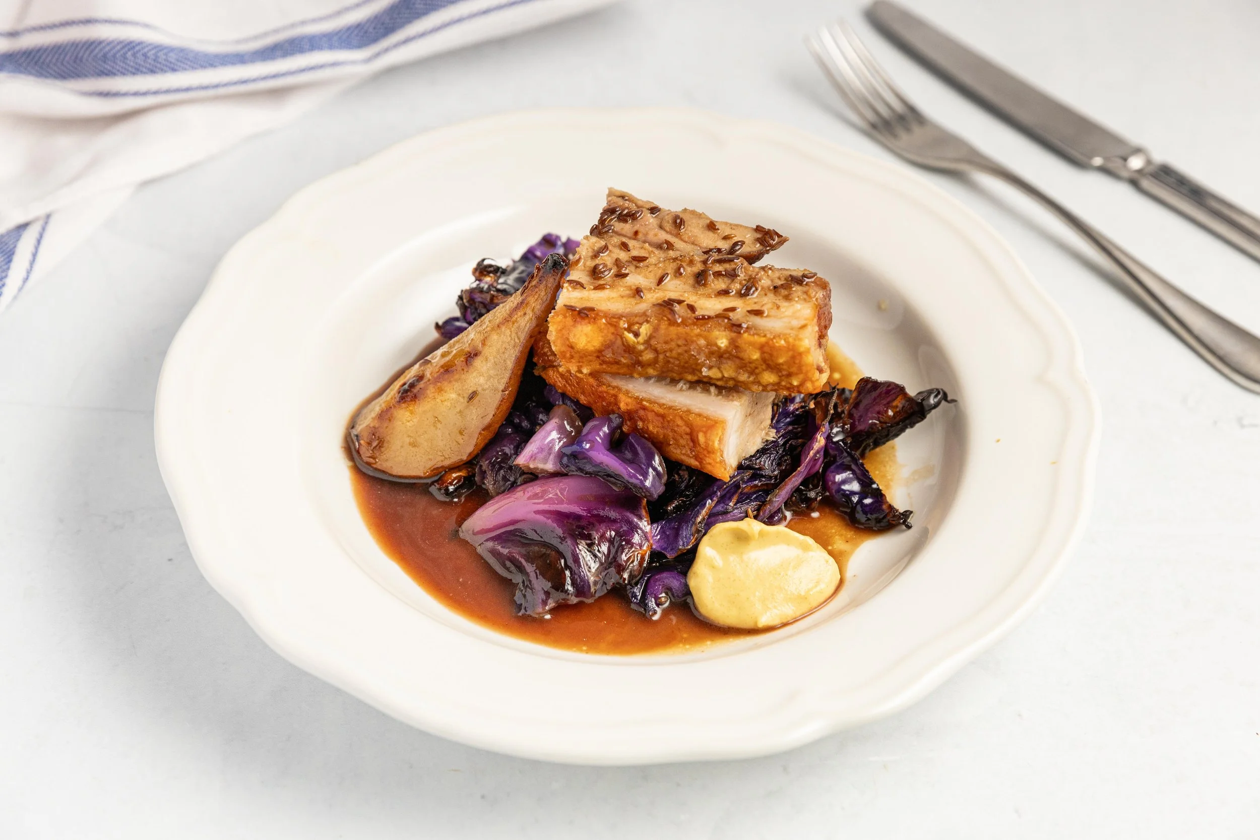 Roasted Pork with Caramelised Cabbage