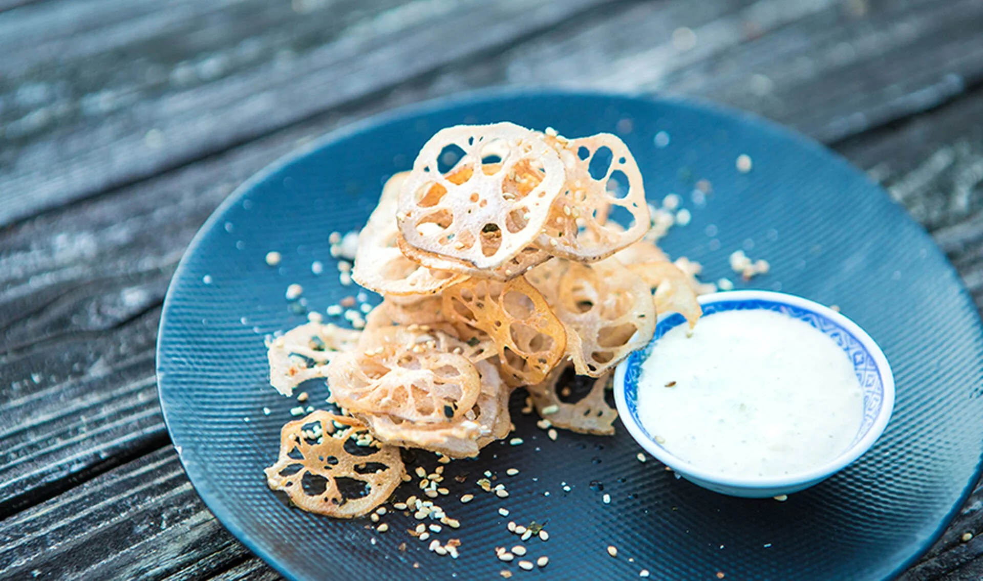Lotus Root Chips with Wasabi Mayonnaise