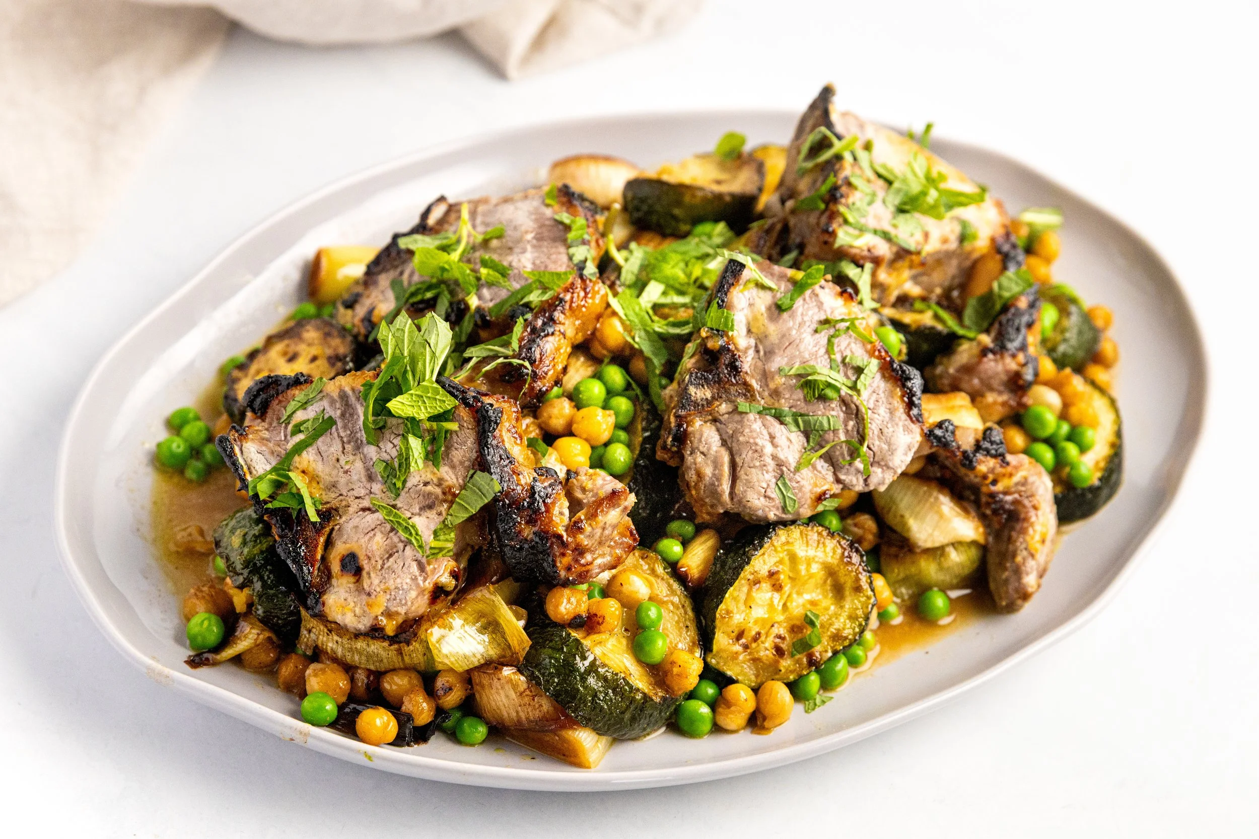 Anchovy-Marinated Lamb Chops with Roasted Vegetables