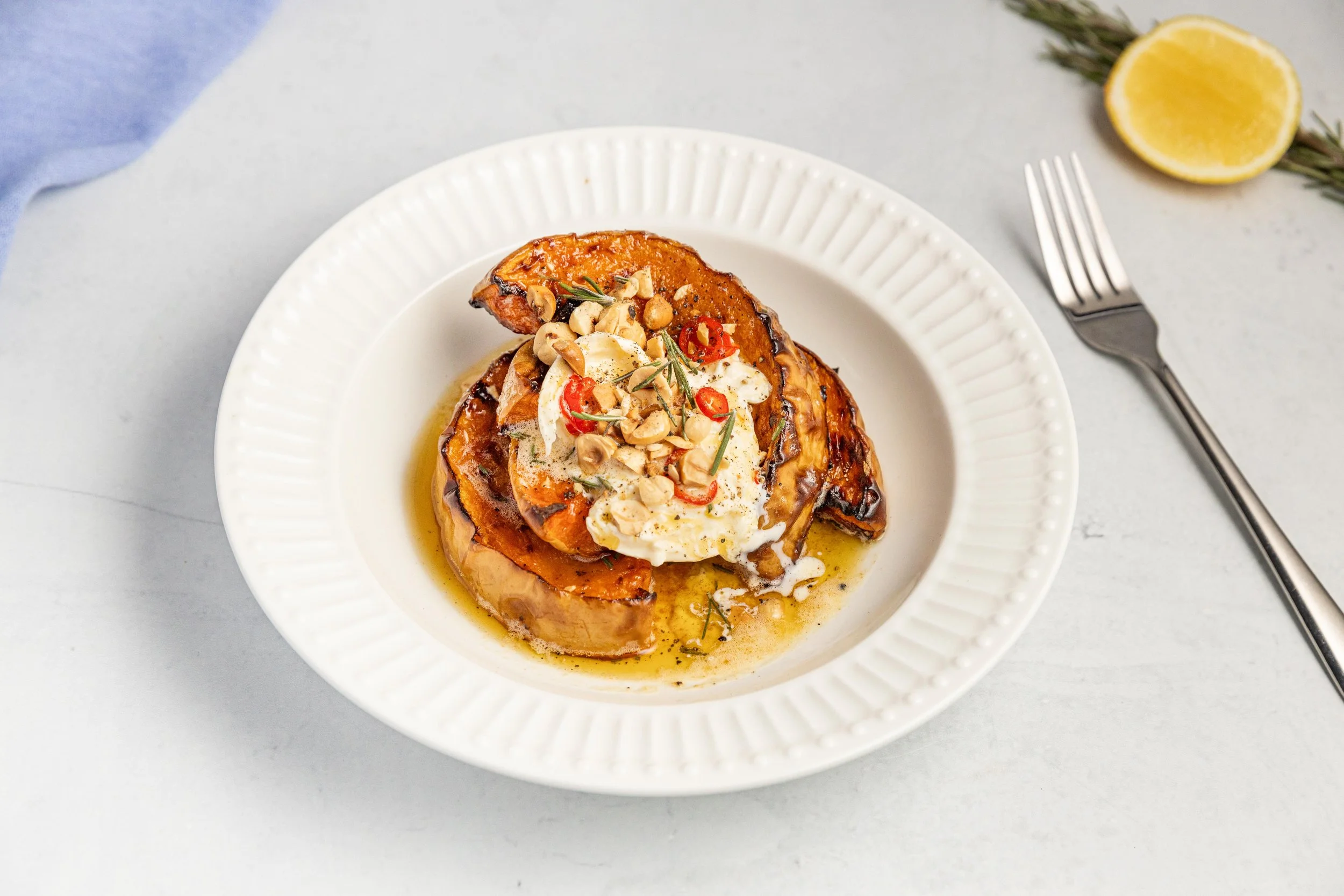 Roast Pumpkin with Burrata and Chilli Honey Butter