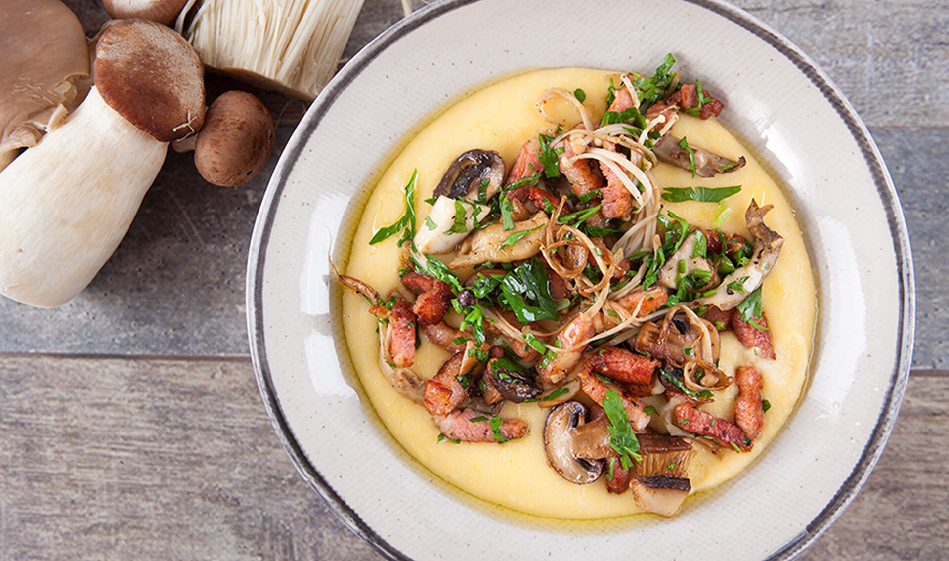 Soupe à la polenta et aux champignons - Le Chat Gourmet