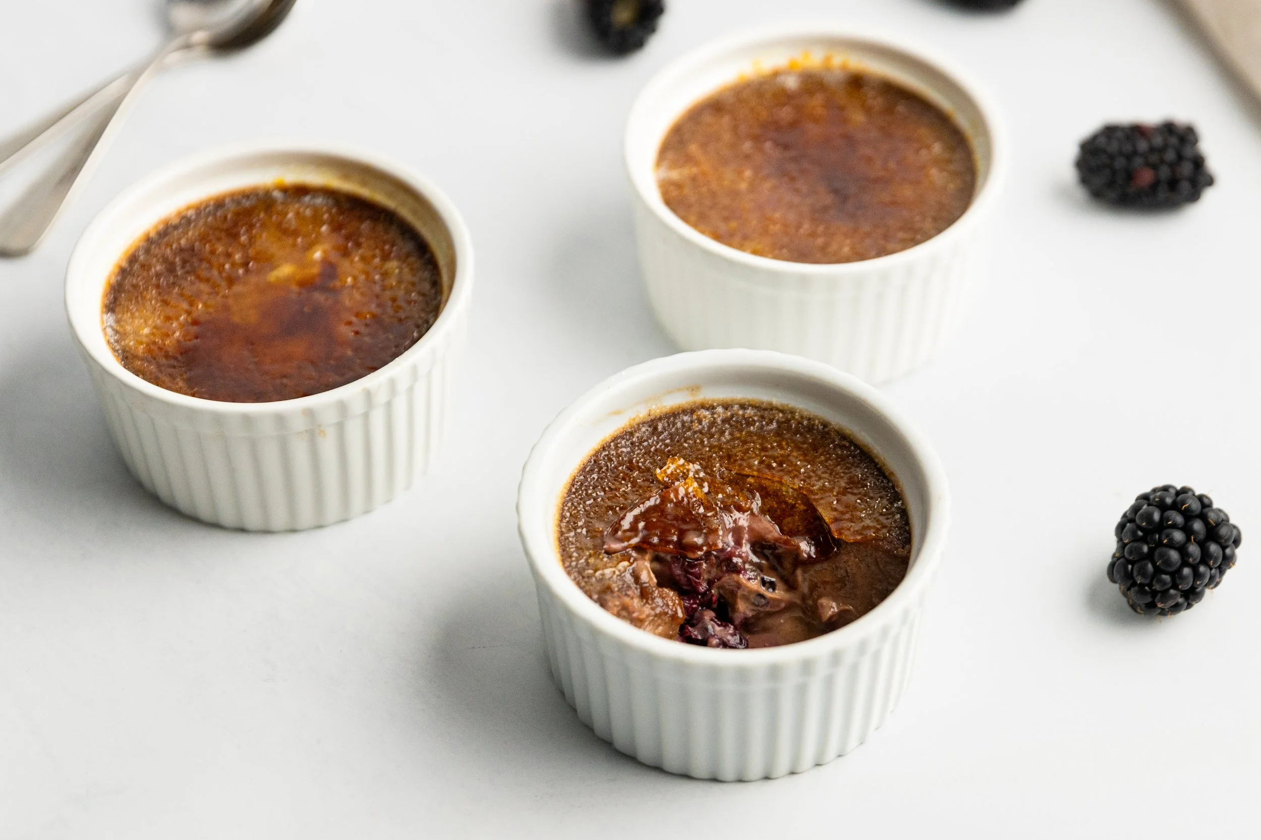 Chocolate and Blackberry Brûlées