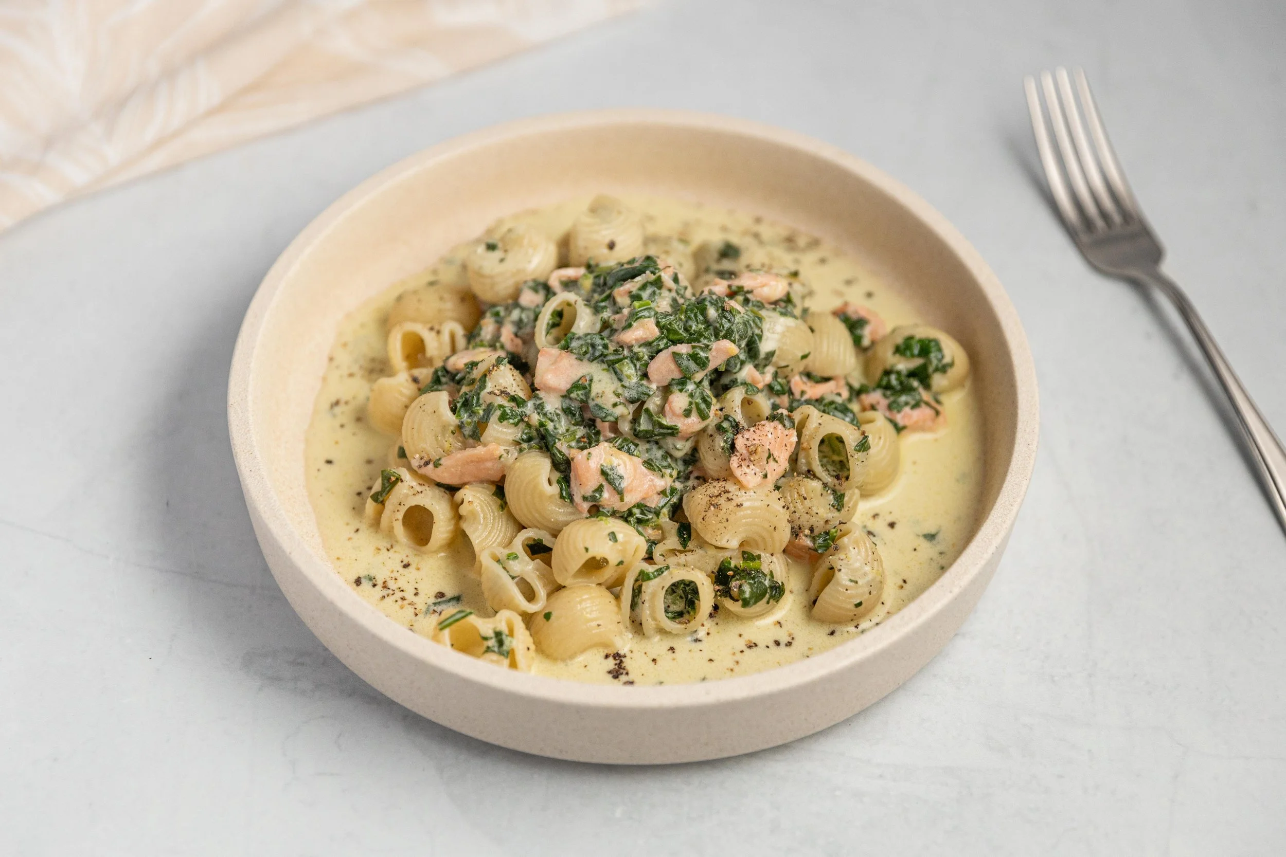 Spinach and Smoked Salmon Pasta