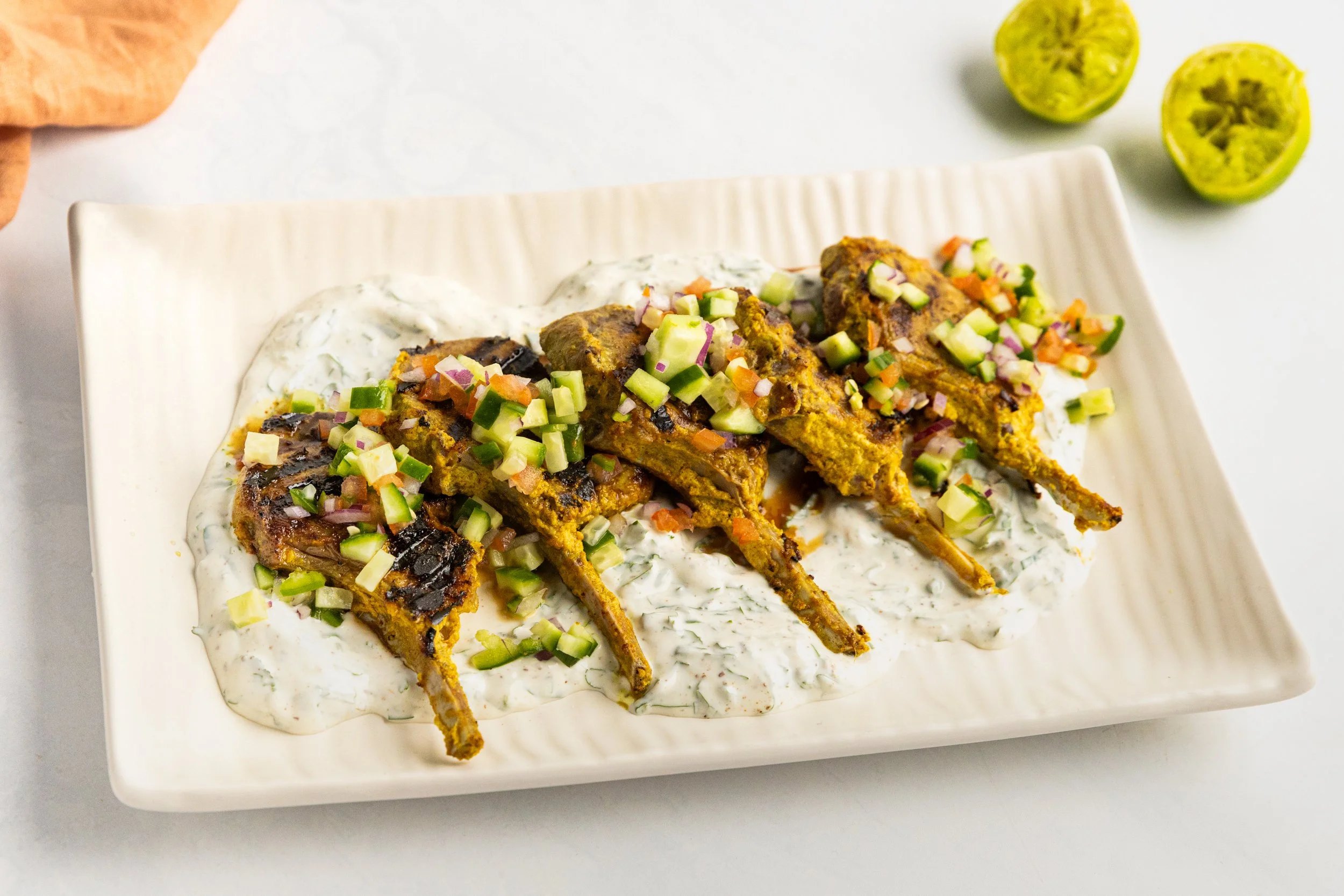 Adraki Lamb Chops with Kachumber Salad