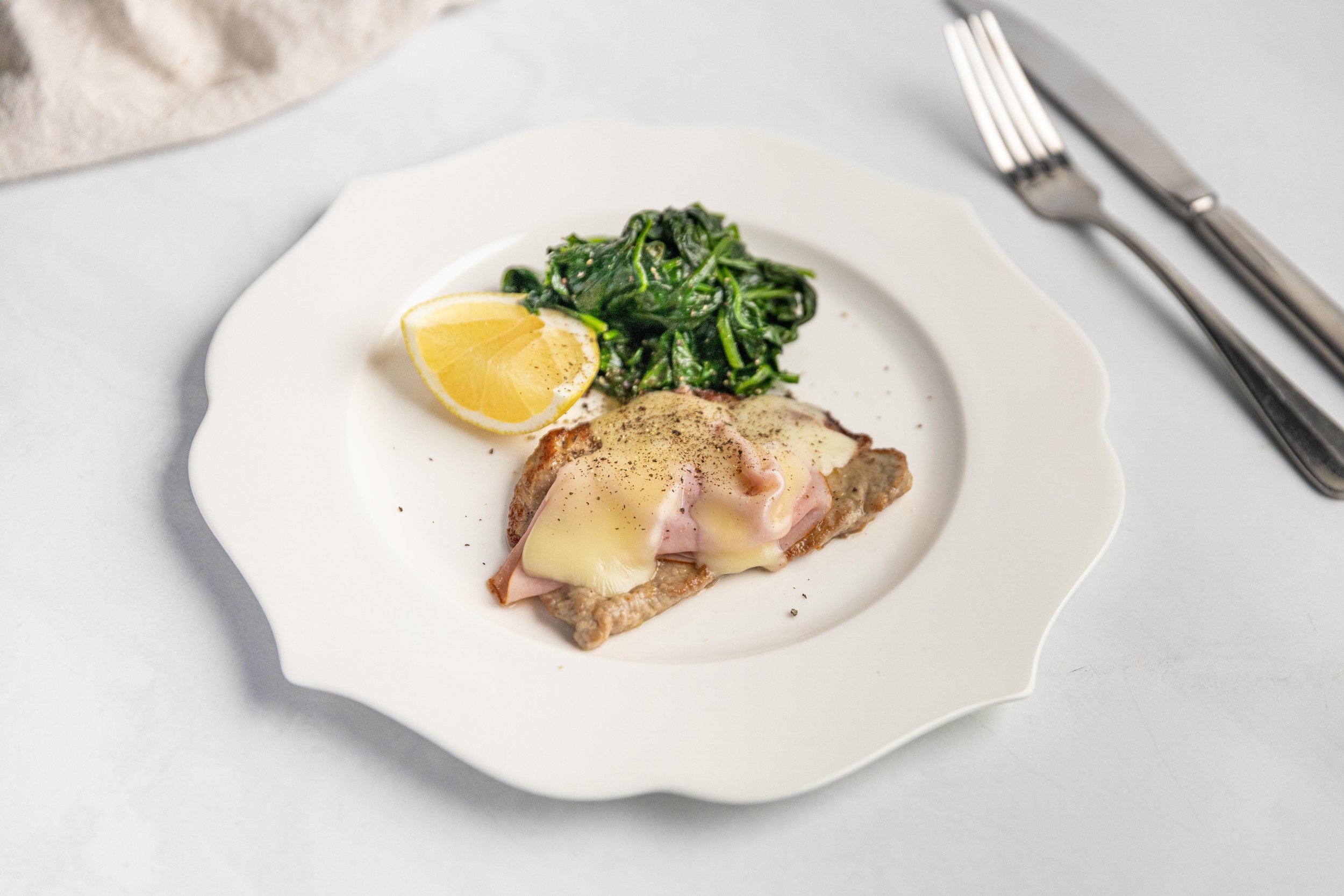 Scallopinis with Ham and Fontina Cheese
