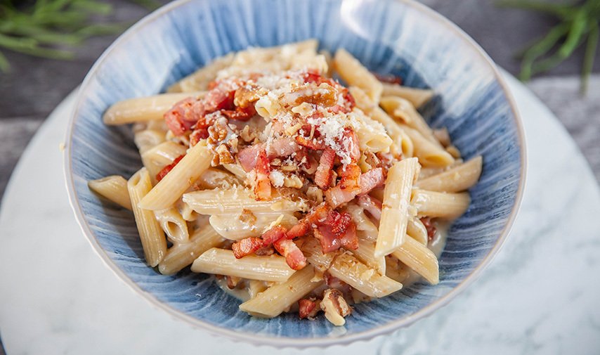 Penne with Gorgonzola, Speck and Walnuts — Everyday Gourmet