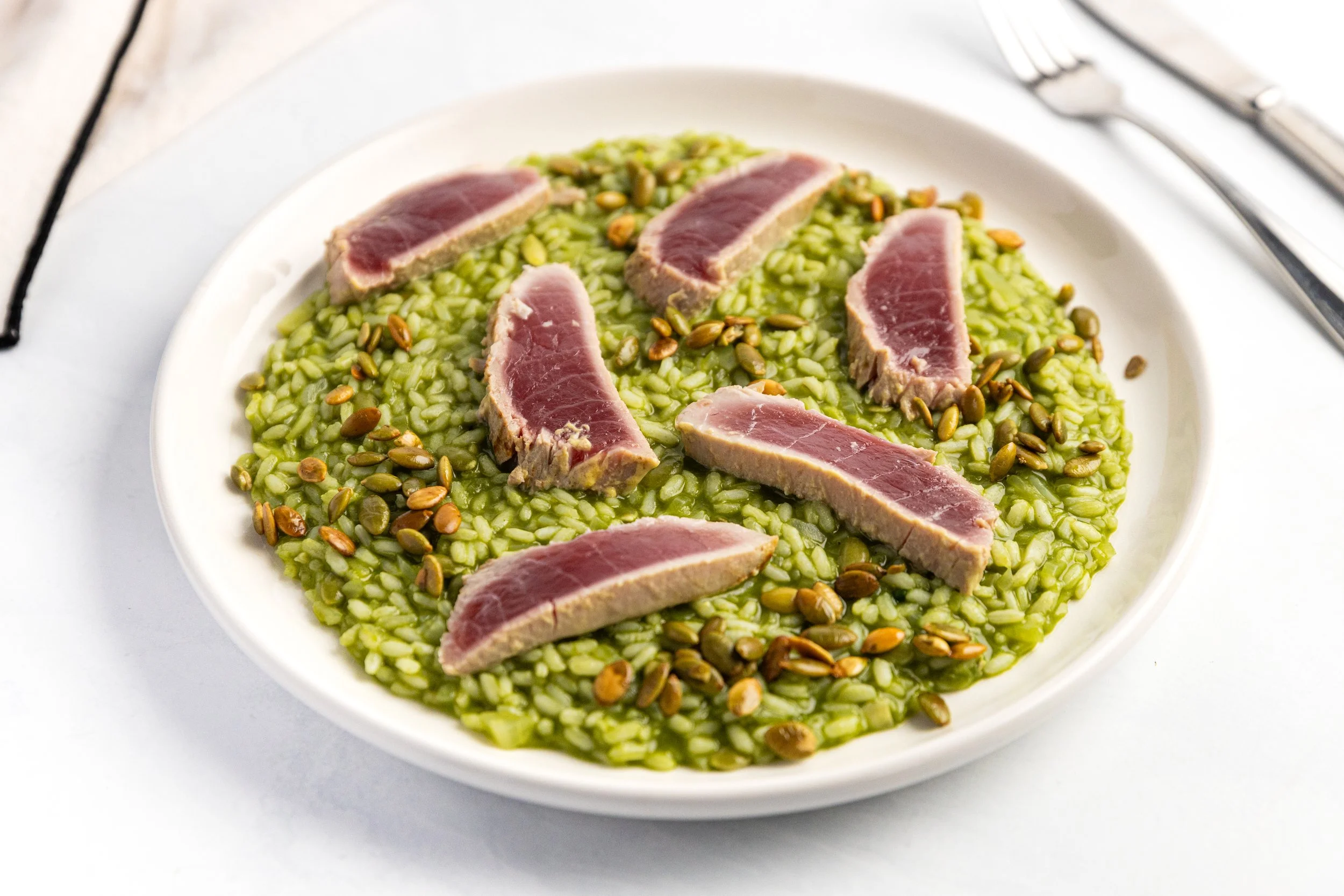 Seared Tuna On Warm Green Rice