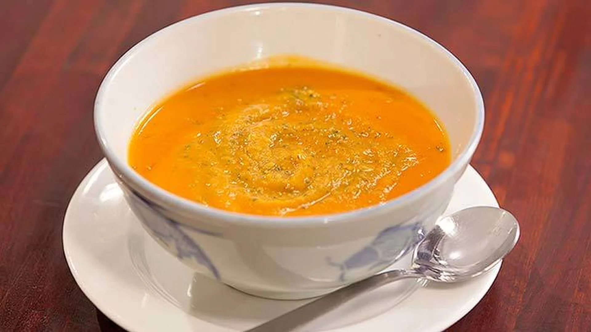 Thai Sweet Potato Soup with Coriander Pesto