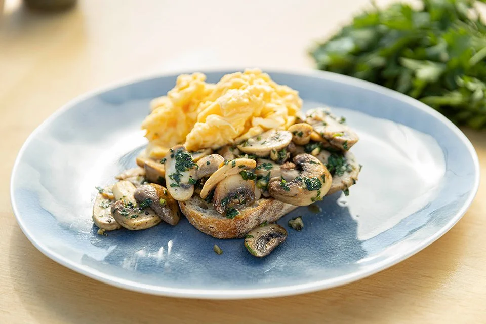 Buttered Mushrooms with Scrambled Eggs — Everyday Gourmet