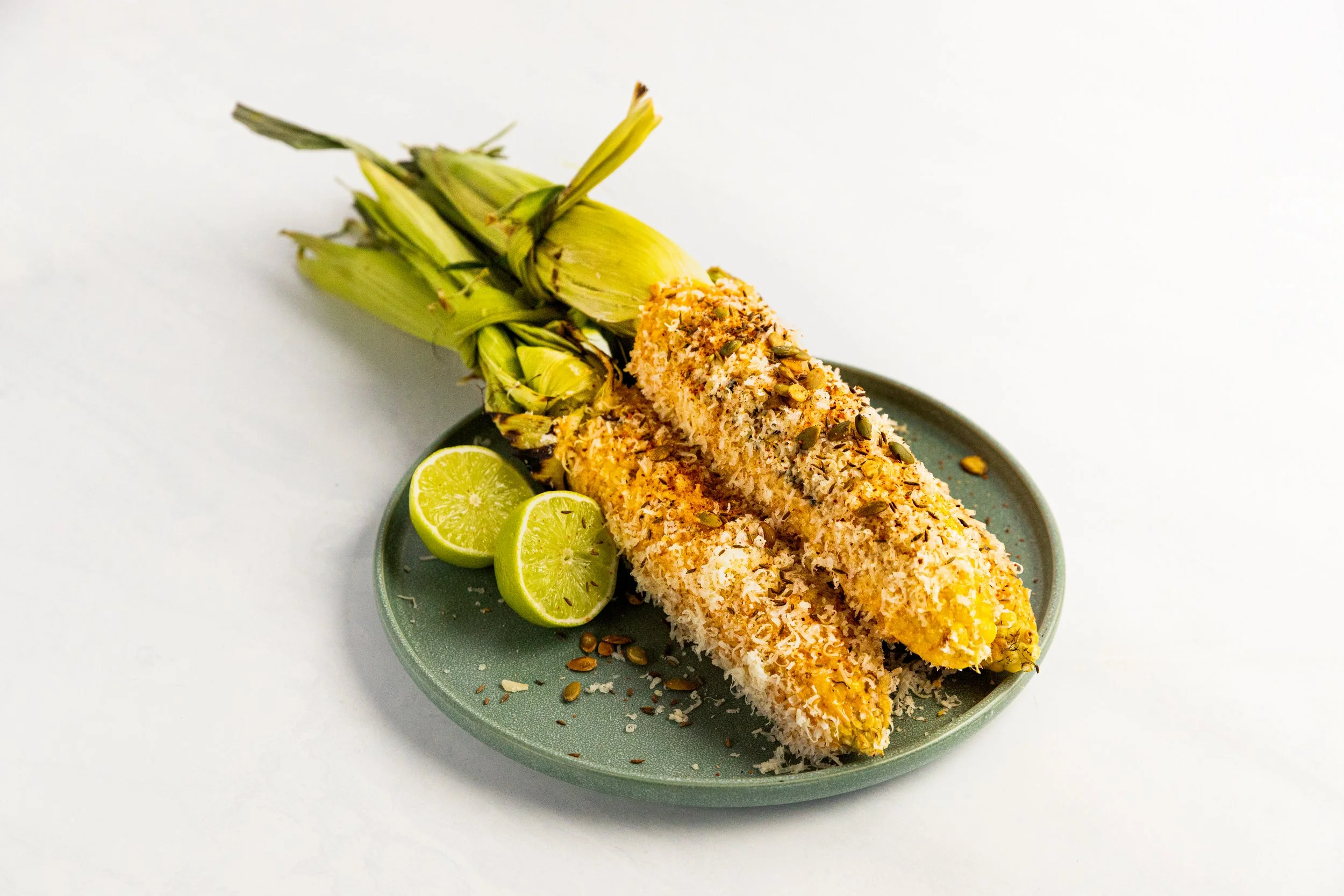 Charred Corn With Chipotle Mayo, Manchego &amp; Parmigiano