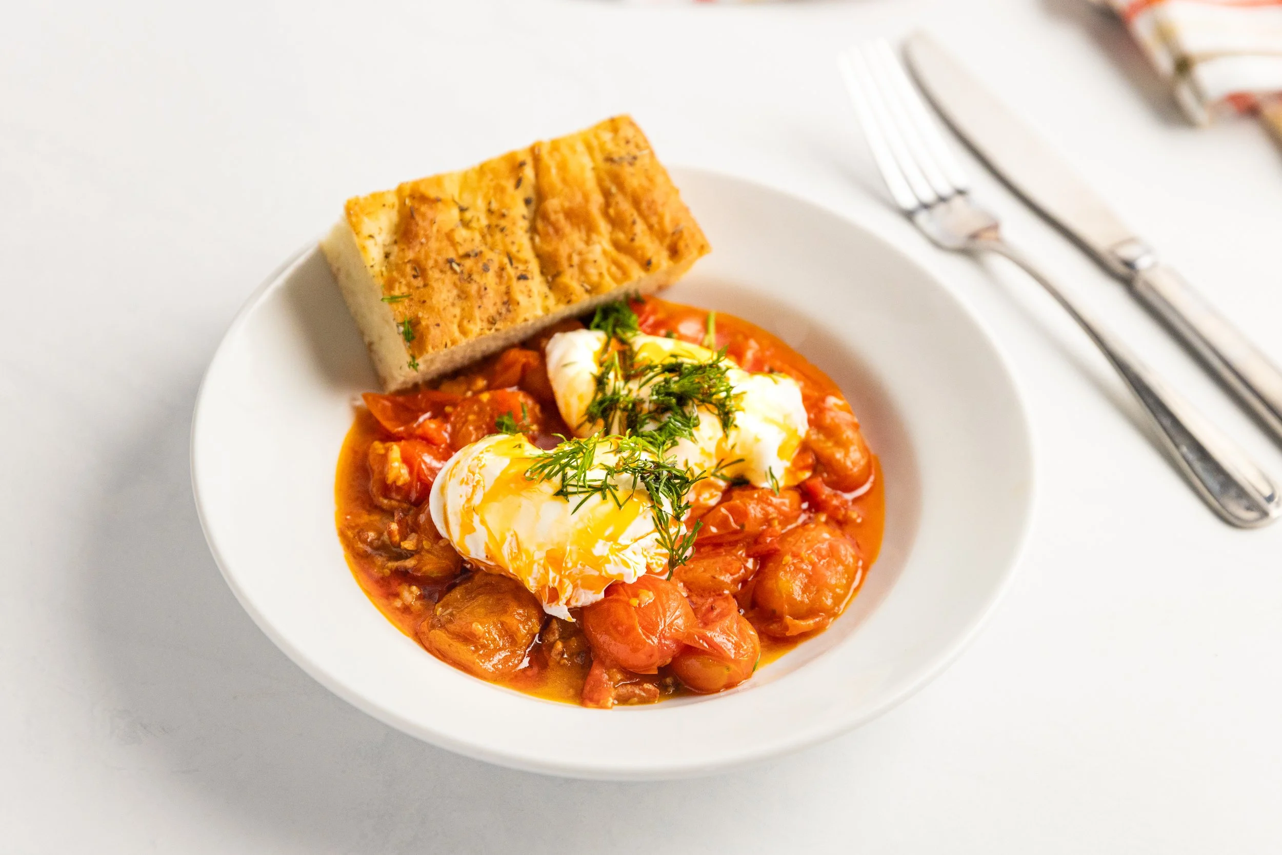 Poached Eggs with Italian Chilli Tomatoes