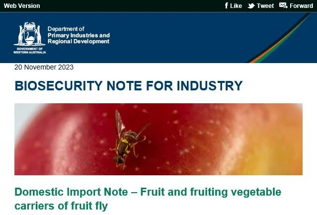 Domestic Import Note – Fruit and fruiting vegetable carriers of fruit fly 