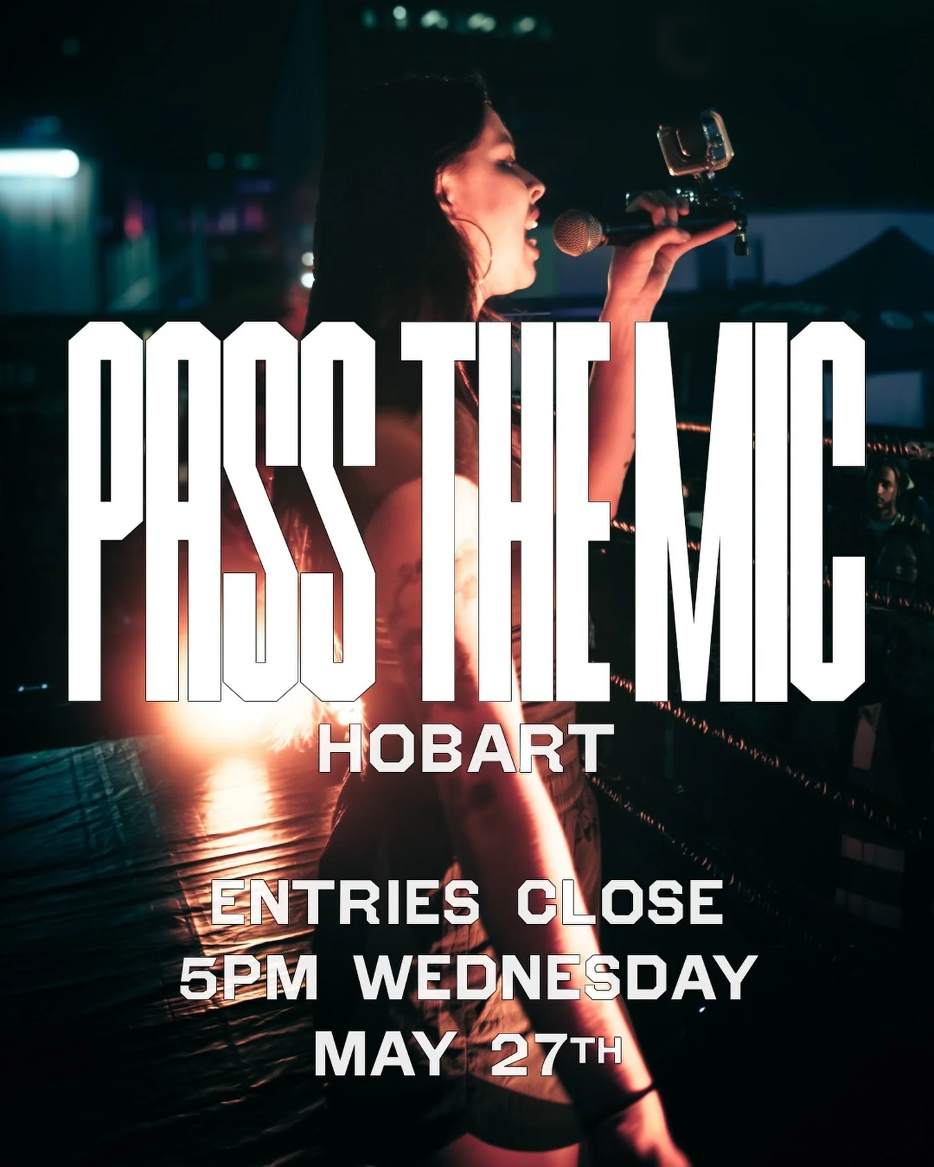 Pass The Mic Hobart is coming up fast &amp; entries will close this Wednesday so if you&rsquo;re thinking about entering get those reels up ASAP❗️

Line up announcement dropping Thursday night. 

Photo by: @bourne.by.sea.media