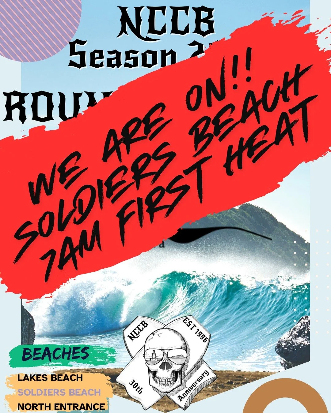 ROUND 1 IS ON | Presented by Secret Sumatra

We're locked in for tomorrow. Wind looks like its not going to play but we have swell.

Round 1 kicks off at Soldiers Beach with first heat in the water at 7am sharp.

Round 1 is proudly presented by Secre