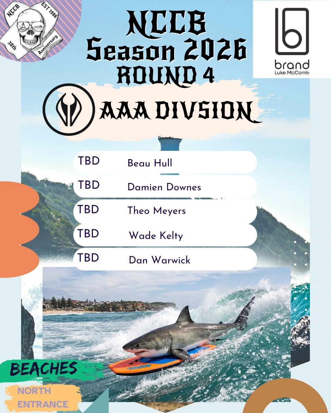 ROUND 4 WRAP | Presented by Luke McComb - Brand Real Estate @lukemccomb.rea 

Round 4 was a solid one at North Entrance Surf Club, with three to four foot waves and a decent current running down the beach. It made for some challenging conditions, esp