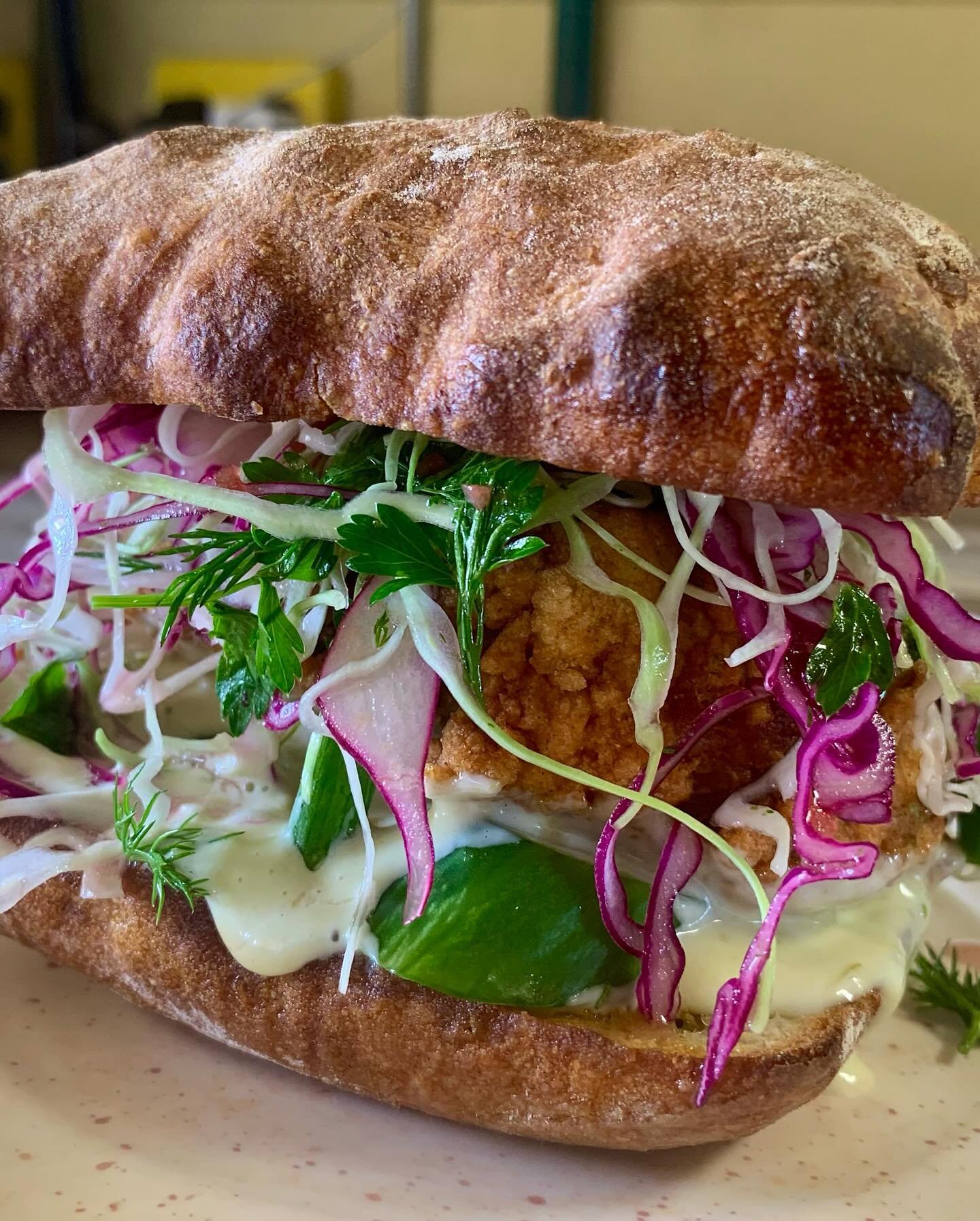 So. After 3.5 years of debate we are finally running a fried chicken sandwich. Aurelia isn&rsquo;t in full support of my choices, but you know what? She&rsquo;s outta the country and the inmates are running the prison! Fried chicken thighs, green gar
