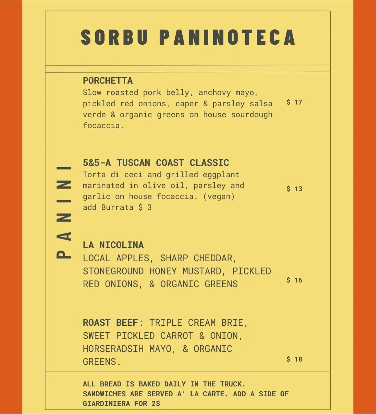 Current menu 10/15-10/18