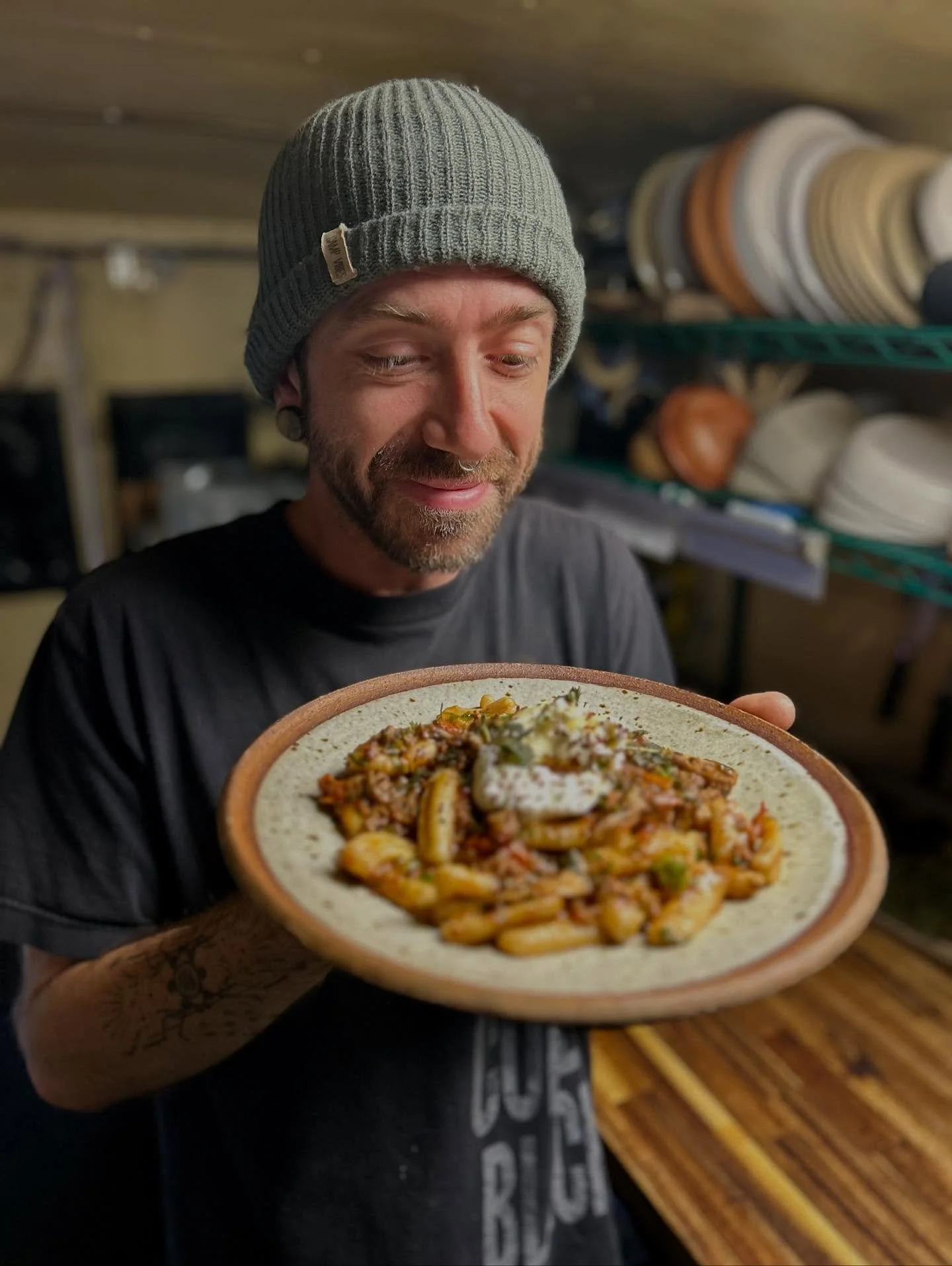 Seems like a great day for a plate of pasta! Sourdough cavatelli w/ foraged mushroom & pork ragu, ricotta, brown butter fried sage & nepitella, & aleppo. I drizzled it with extra brown butter because it felt right. I ate it. It was a good
