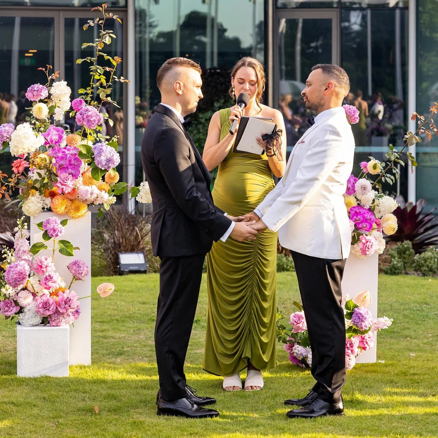 Simon and Rajeev, in March at The Calyx in Sydney&rsquo;s Royal Botanic Gardens.

A celebration of big love, and of all the people united by it.

&ldquo;Grace was exactly what we&rsquo;d hoped to have in a celebrant. She got to know us really well an