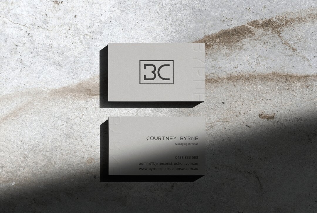 Obsessed with the embossed effect on Byrne Construction's business cards... Adding that extra texture really makes them stand out!

#AllyMayDesignStudio #AllyMayDesign #DunsboroughDesign #DunsboroughBranding
#DunsboroughCreatives #SouthWestDesign #Du