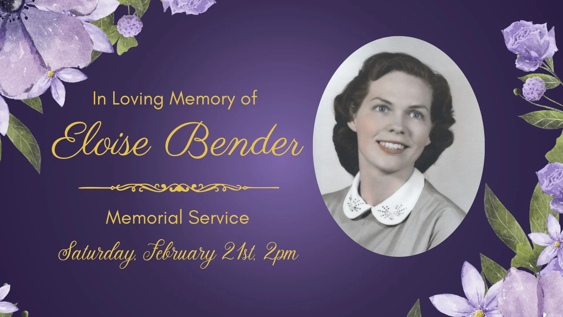 Memorial Service for Eloise Bender