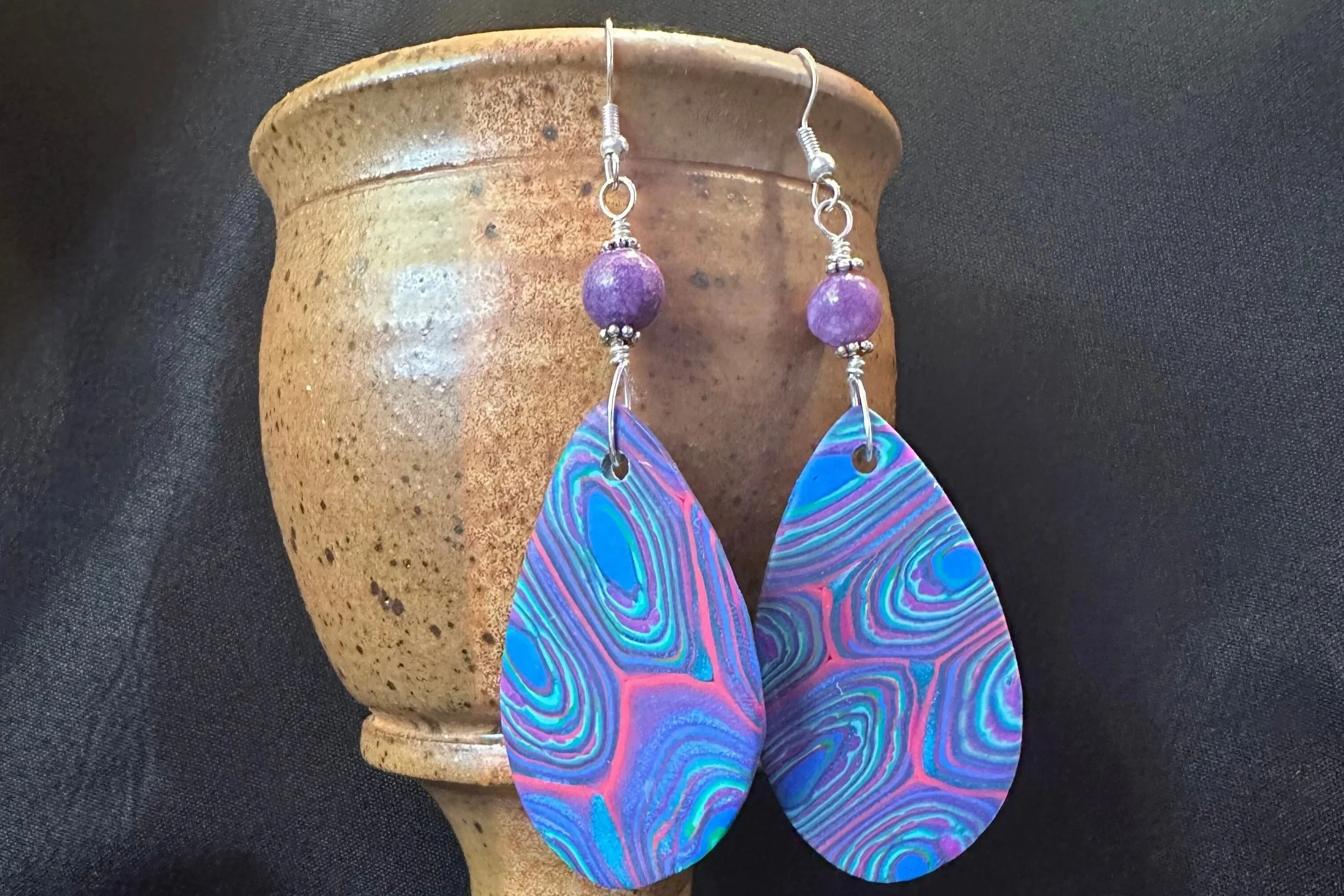 multicolor swirl teardrop earring