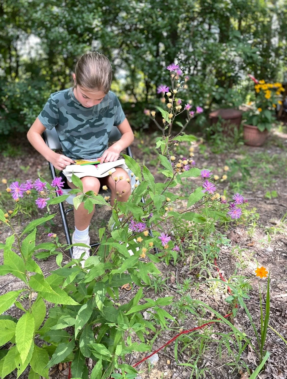 Day Two of The Art of Noticing camp! We talked about how to be good detectives by asking different kinds of questions, the kids went off on a &ldquo;string safari&rdquo; documenting their finds, and got to observe a frog, moths, some hatched insect e