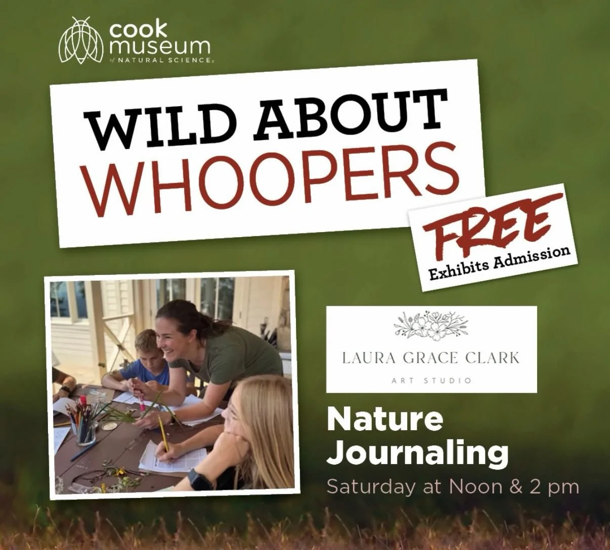I am incredibly excited about teaching nature journaling at @cookmuseum today! I am teaching mini sessions at 12 and 2, sandwiched between a birding program by @landtrustnal at 11 and 1. Free admission all day! If you&rsquo;ve never been to see the c