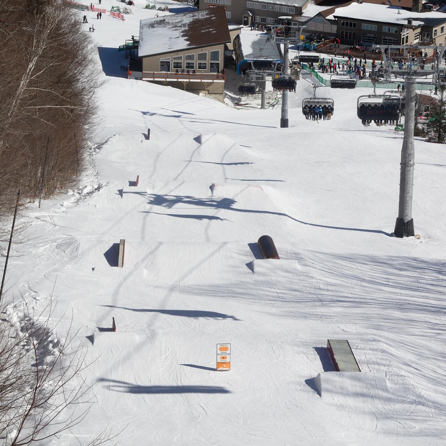 Our park on Lower White Caps got a nice rebuild last week! 4 rails, 2 boxes, and 2 small jumps!