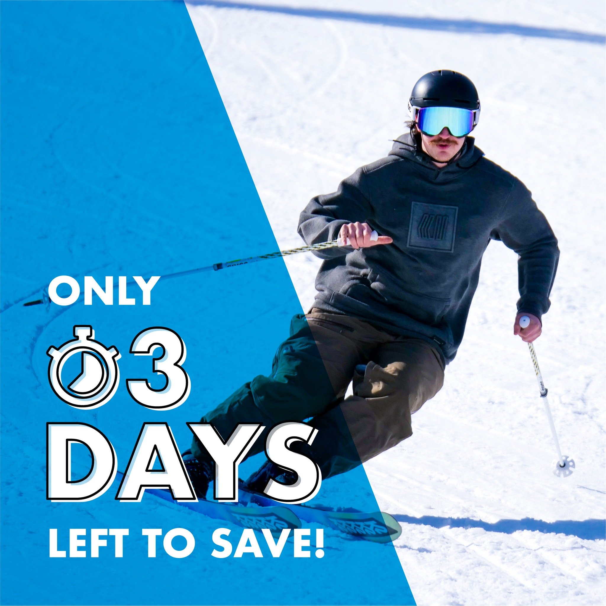 Act now or miss out on the low prices! Our season pass sale ends in just 3 days; as always, kids ski free with the purchase of an adult plus pass! ⛷️ Winter adventures await, so don't miss the deadline. 

Learn more now with the 🔗 in our bio!