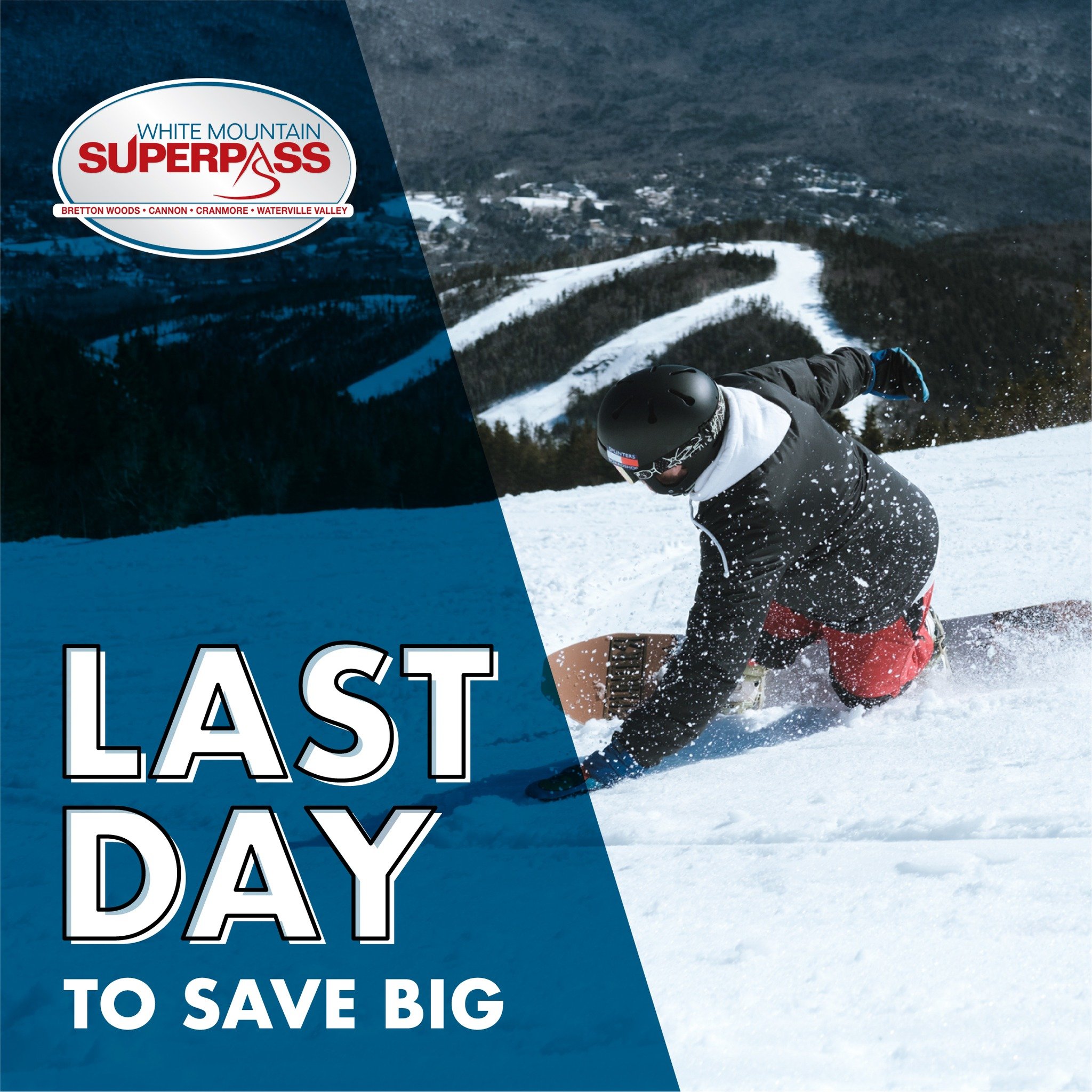 Less than 24 hours remain to buy your White Mountain Superpass for the 2024/25 season at its lowest rate! Ski at Waterville Valley, Bretton Woods, Cannon and Cranmore all under the same pass!

🔗 in bio for more info and to buy now!