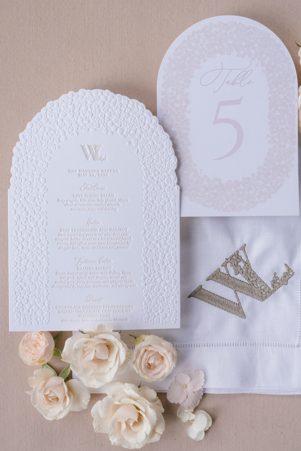 Rose-Inspired Gatefold Wedding Invitation Suite for a Full Wedding Weekend