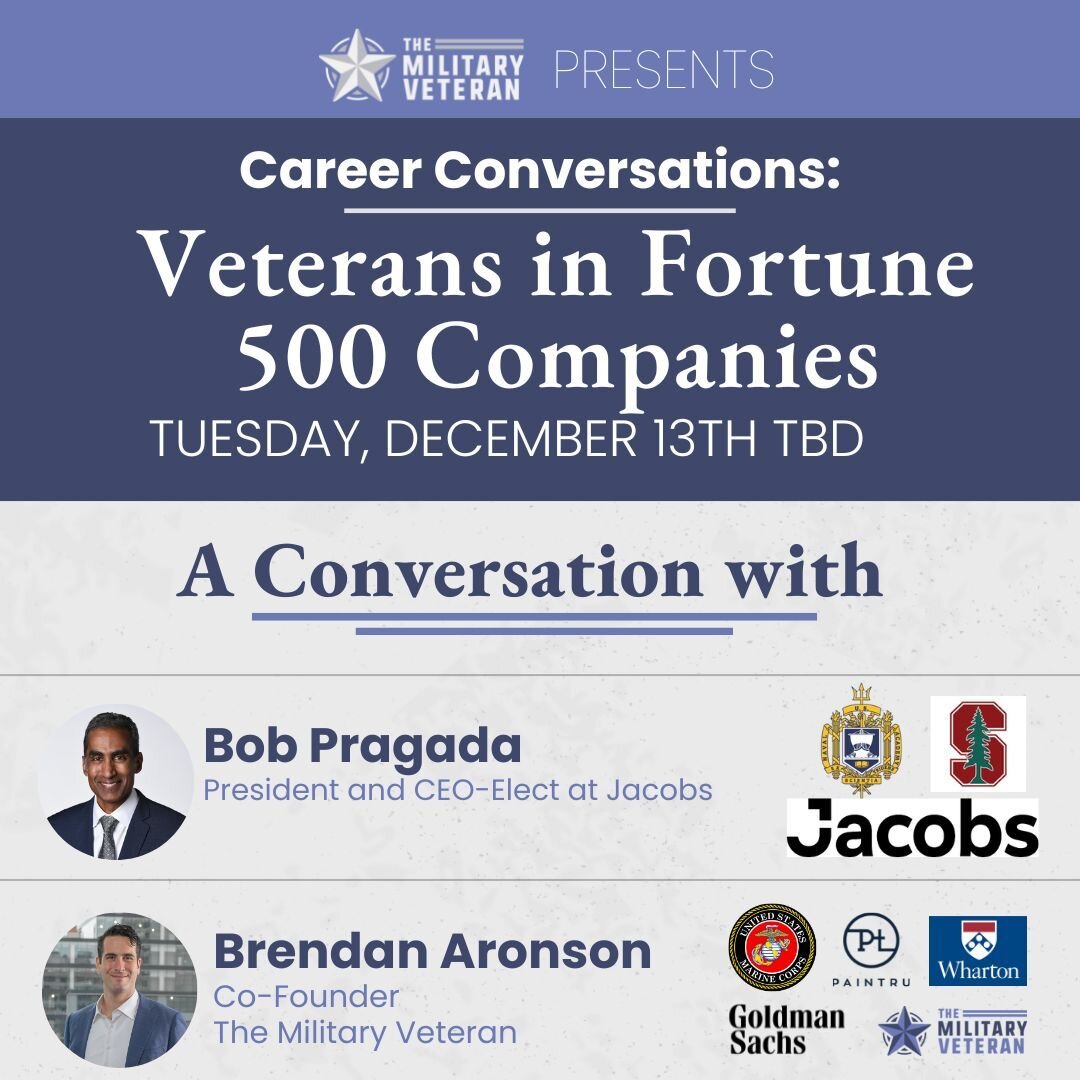 Please join us on December 13th for an exciting LinkedIn Live event with Bob Pragada. 
Bob is the President and CEO-Elect at Jacobs Solutions. He is a USNA graduate and served in the US Navy for over 8 years.  He holds a Masters of Science in Enginee