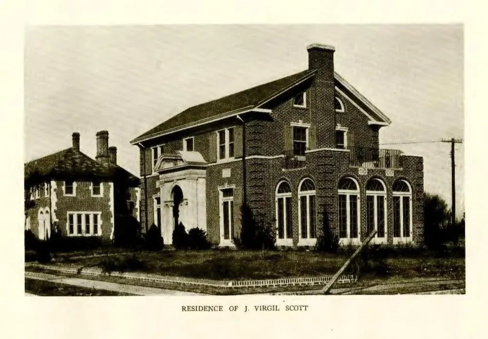 The Scott House with the Armstrong House back left
