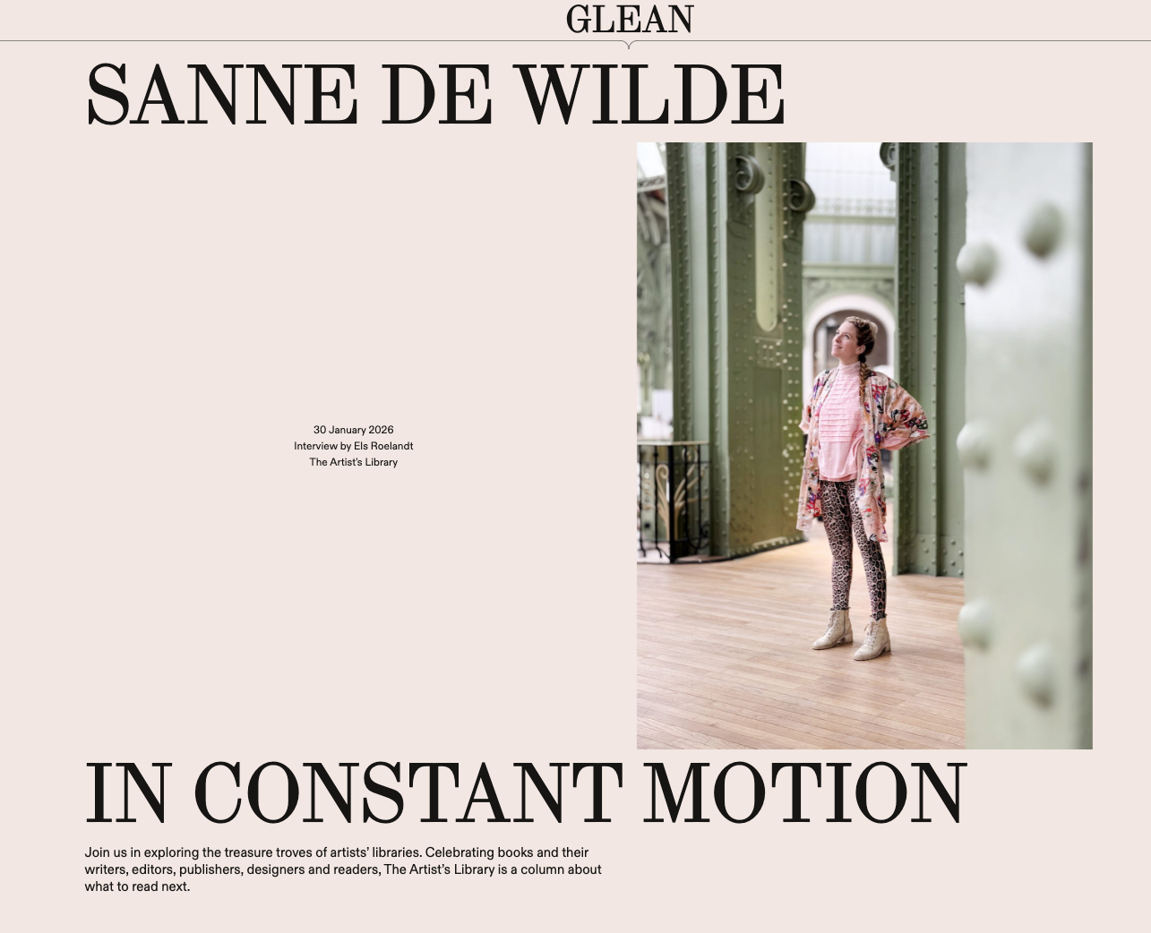 SANNE DE WILDE: "In constant motion", GLEAN, January 2026
