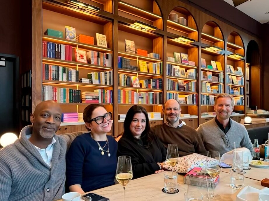 Celebrating clients! So happy we were able to get together for @nikipapadopoulos&rsquo; birthday&hellip; all while surrounded by beautiful art, books, and plenty of wine at @lucianbooksandwine🍷🎉