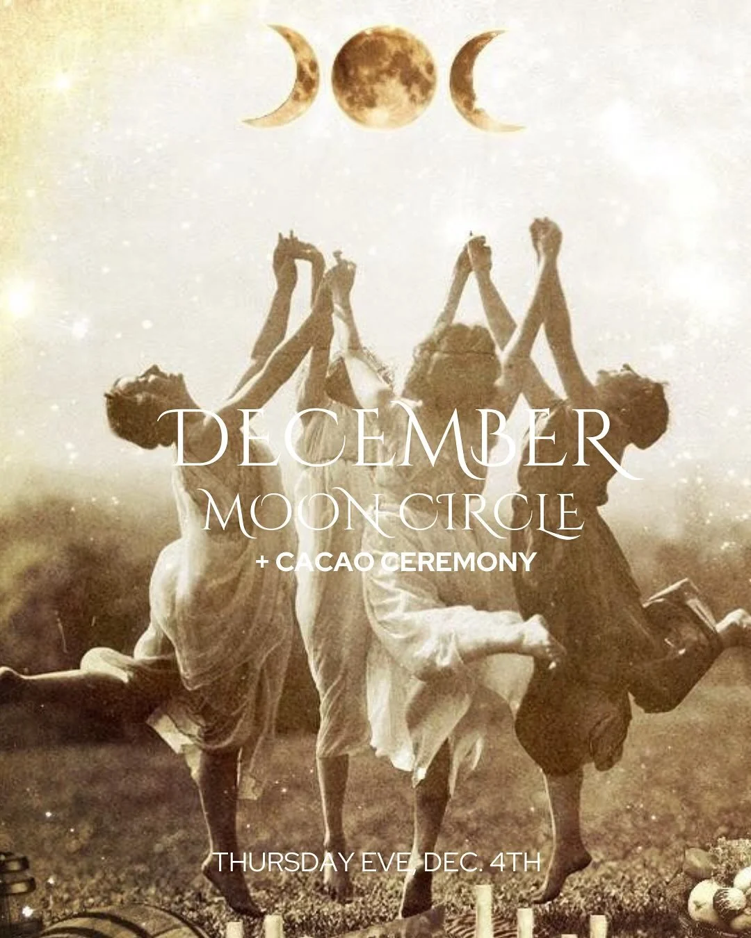 12/4 Full Moon Cacao Ceremony 🌝✨

Join me for my last in person event of the year at @naturarealms on the eve of the December full moon - Thursday, December 4th - from 6:30-8pm! 🌙

Expect to learn about the astrology of this lunation and how to har