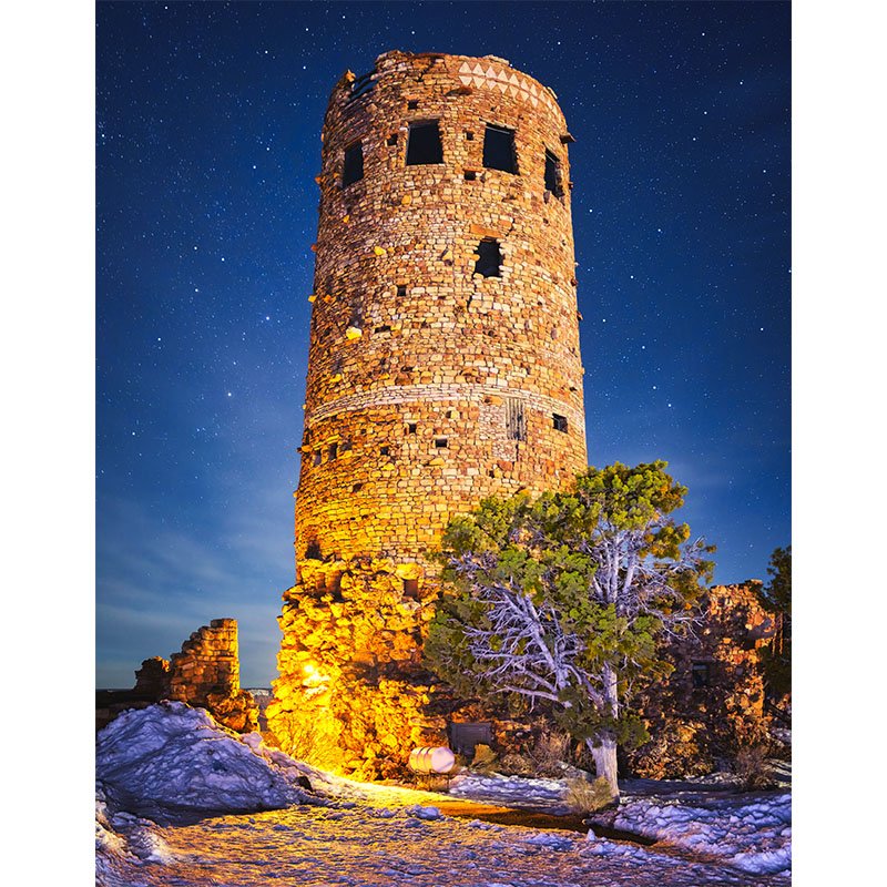 Grand Canyon Watchtower at Night