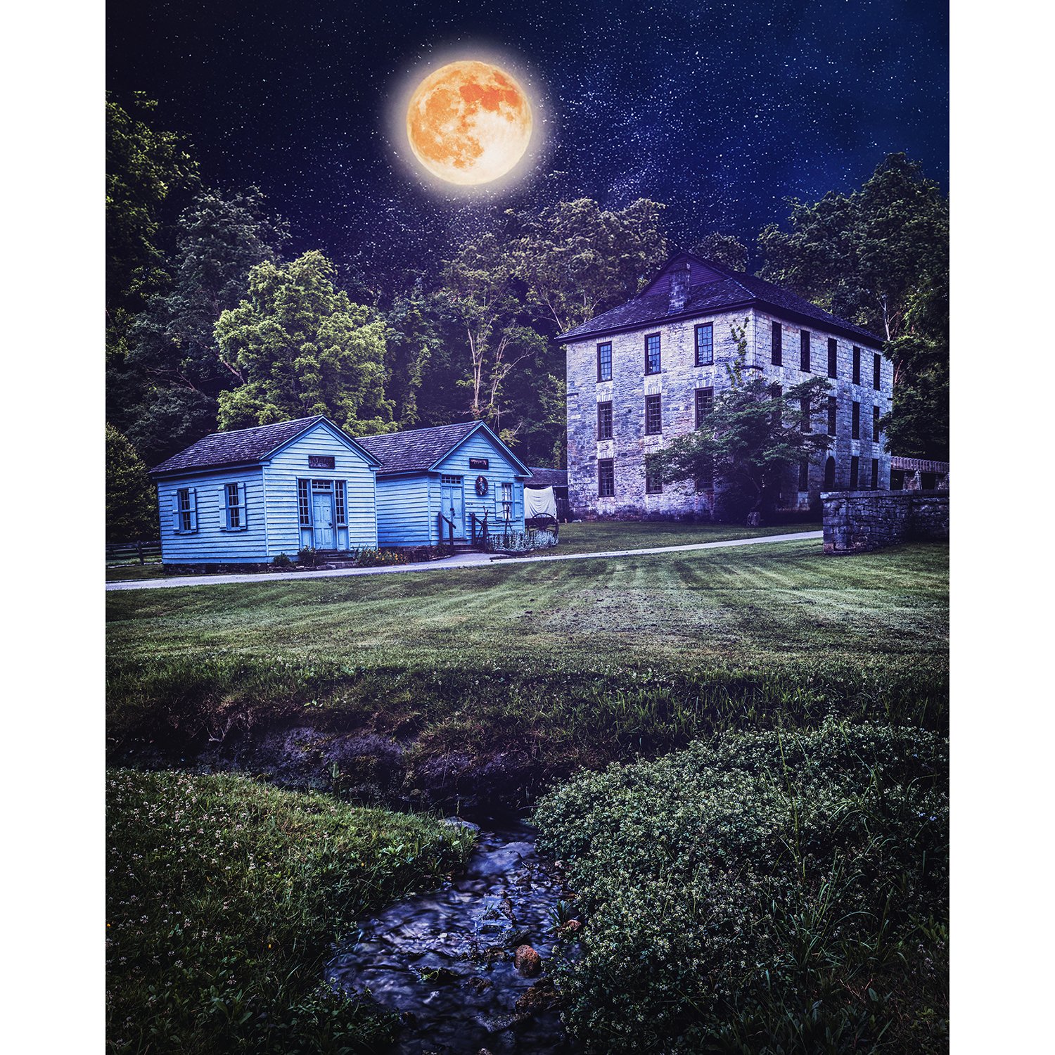Spring Mill at Night - 16x20
