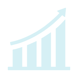 A bar chart with four bars increasing in height from left to right, and an upward trending arrow above the bars.