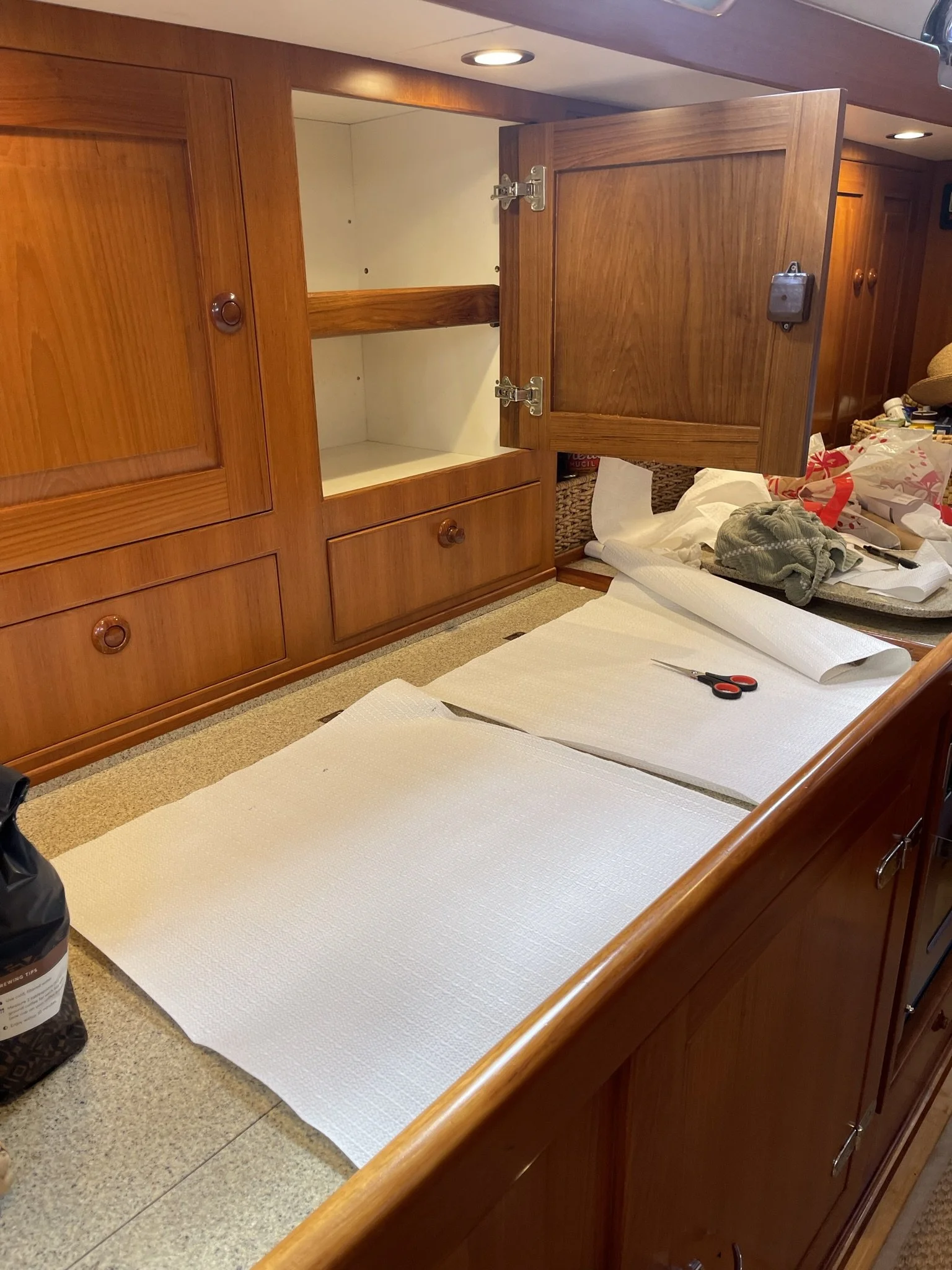 Lining all of the cabinets and drawers.