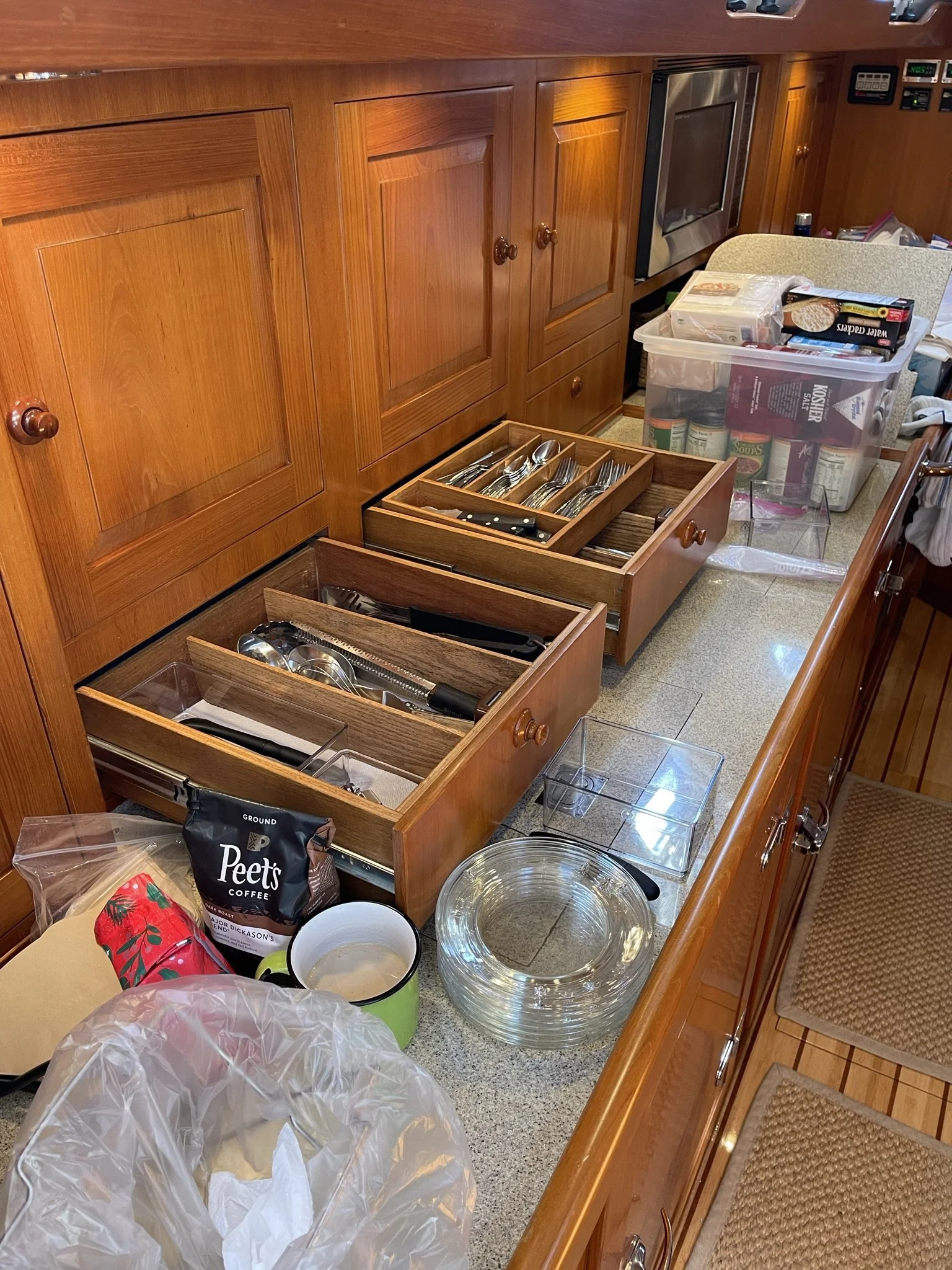 Putting together our galley.