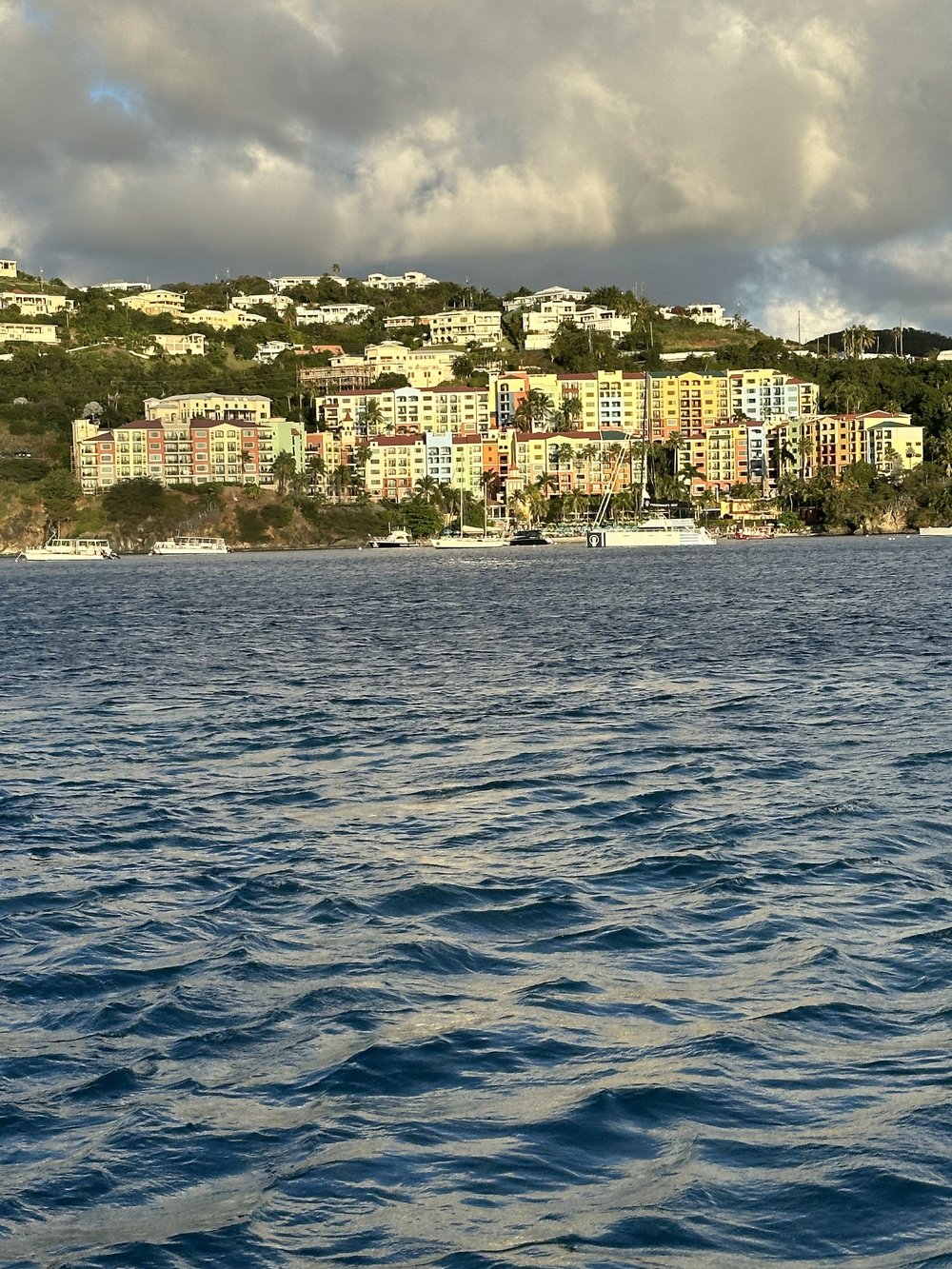 Sunset arrival to Charlotte Amalie.
