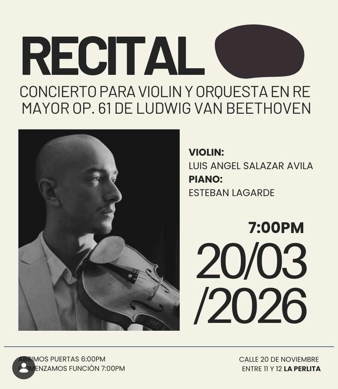 Recital: Concierto para violín Beethoven