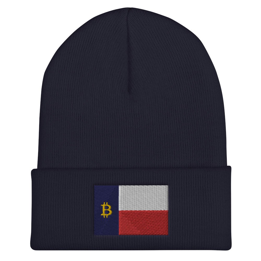 Cuffed Beanie - Tejas Bitcoin flag - navy